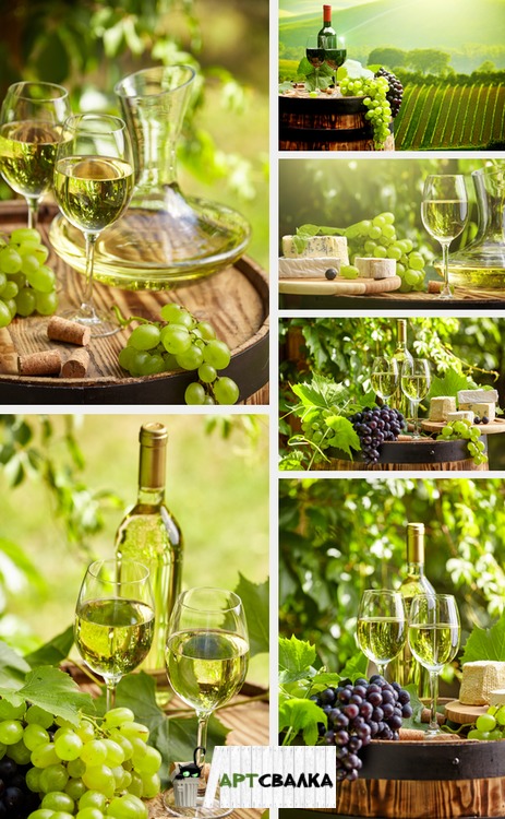 Белое вино и виноград. | White wine and grapes.